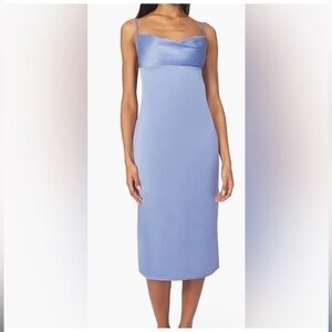 NWT Revolve WeWoreWhat Cowl Satin Charmeuse Midi Dress in Slate Blue